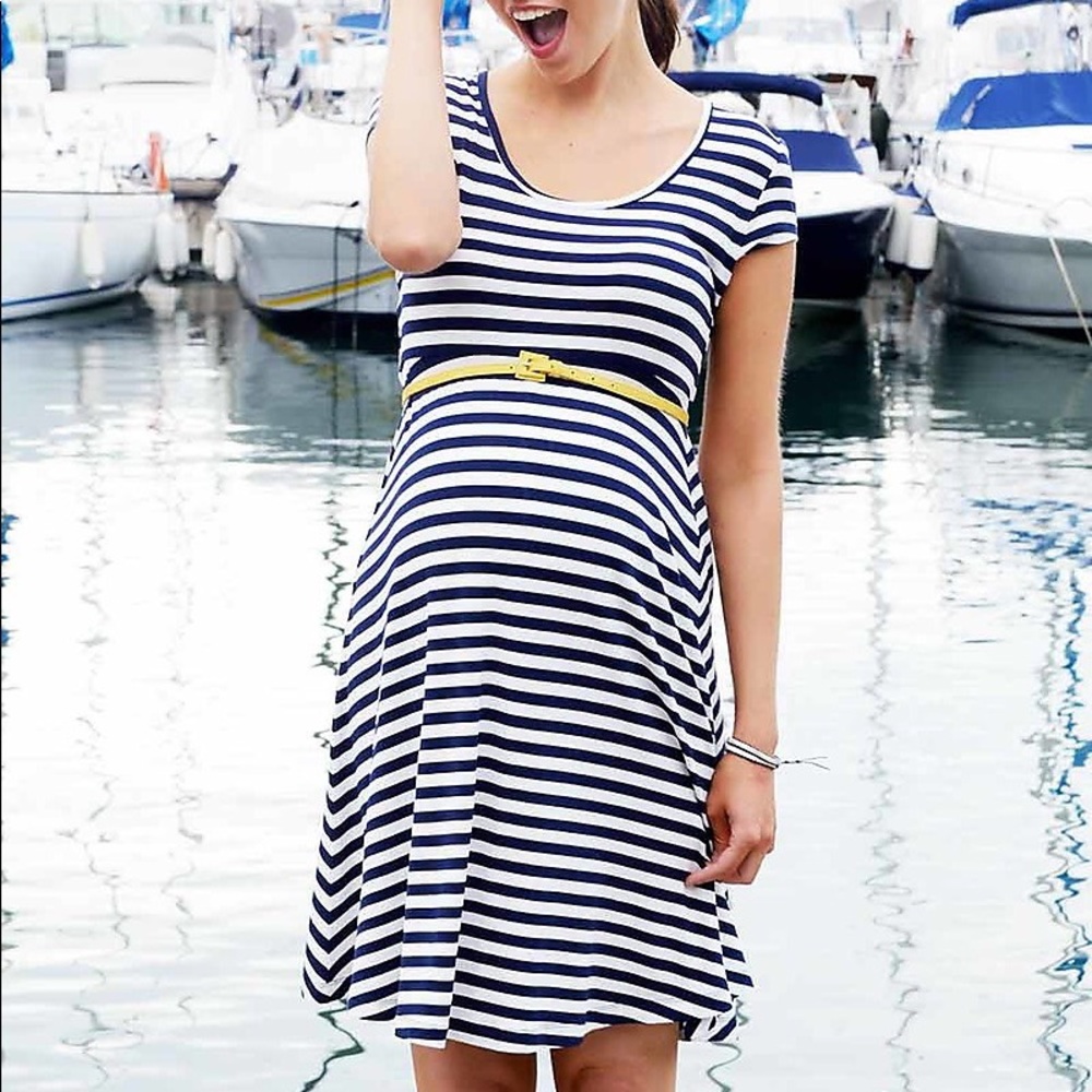 Seraphine Nautical Stripe Maternity Dress